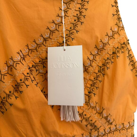 NWT Ulla Johnson Pilar Top in Papaya Size 2 Embroidered Peplum Top - Picture 5 of 12